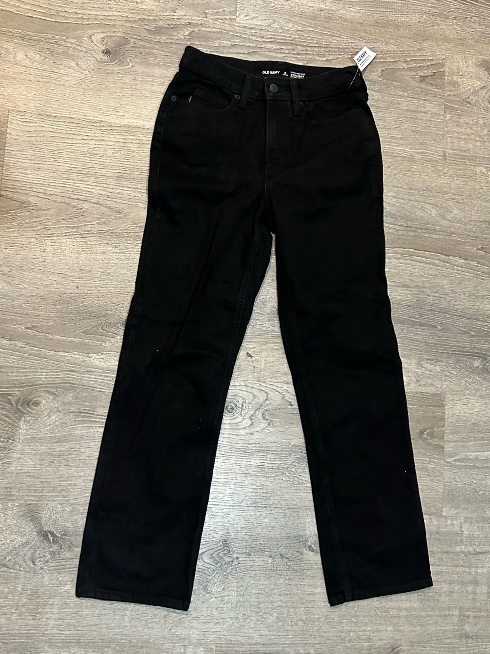 OLD NAVY Extra High Rise Straight Jeans Black 0 Petite NWT Secret-Smooth